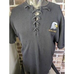 Unisex Waffle Textured Born Free Embroidered Shirt L/XL Measurements In Pics